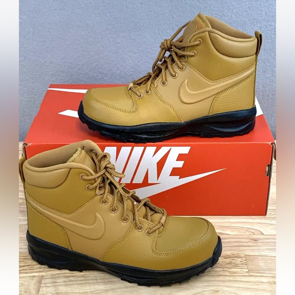 Nike Manao Leather Boots Sneakers Youth Kids Size 6Y BQ5372-700 Wheat Tan